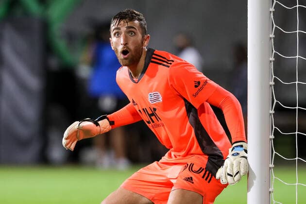 Sport Bilder des Tages July 25, 2020: New England Revolution goalkeeper MATT TURNER (30) prepares to make a block during the MLS, Fussball Herren, USA is Back Tournament Philadelphia Union vs New England Revolution match at ESPN Wide World of Sports Complex in Orlando, Fl on July 25, 2020. - ZUMAk149 20200725_zsp_k149_013 Copyright: xCoryxKnowltonx