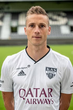 Eupen s Nils Schouterden poses for the photographer, in marge of the 2020-2021 photoshoot of Belgian Jupiler Pro League club KAS Eupen, Monday 27 July 2020 in Eupen. BRUNOxFAHY  x05830498x