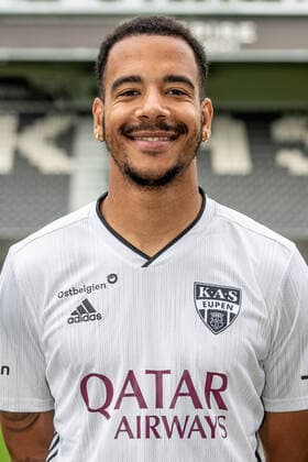Eupen s Senna Miangue poses for the photographer, in marge of the 2020-2021 photoshoot of Belgian Jupiler Pro League club KAS Eupen, Monday 27 July 2020 in Eupen. BRUNOxFAHY  x05830501x