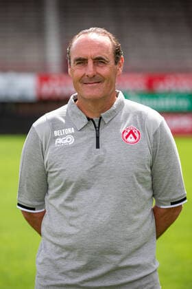 Kortrijk s head coach Yves Vanderhaeghe poses for the photographer, in marge of the 2020-2021 photoshoot of Belgian Jupiler Pro League club KV Kortrijk, Tuesday 28 July 2020 in Kortrijk. KURTxDESPLENTER  x05831158x