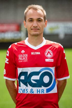 Kortrijk s Yevhenii Makarenko poses for the photographer, in marge of the 2020-2021 photoshoot of Belgian Jupiler Pro League club KV Kortrijk, Tuesday 28 July 2020 in Kortrijk. KURTxDESPLENTER  x2522344x