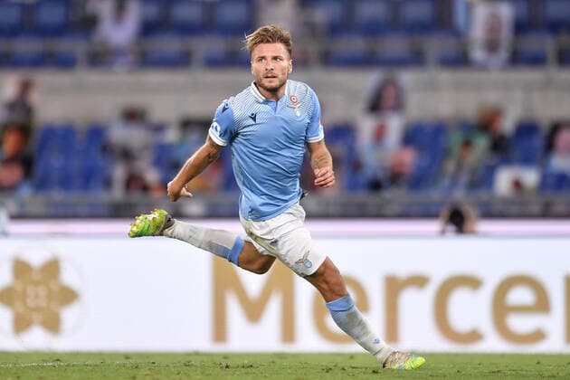 Ciro Immobile of Lazio celebrates after scoring the goal 2-0 during the Serie A football match between SS Lazio and Brescia Calcio at stadio Olimpico in Roma (Italy), July 29th, 2020. Play resumes behind closed doors following the outbreak of the coronavirus disease. Photo Antonietta Baldassarre Insidefoto antoniettaxbaldassarre
