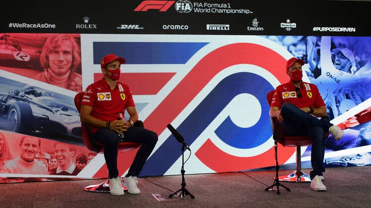 Motorsports: FIA Formula One World Championship, WM, Weltmeisterschaft 2020, Grand Prix of Great Britain Motorsports: FIA Formula One World Championship 2020, Grand Prix of Great Britain, 16 Charles Leclerc (MCO, Scuderia Ferrari Mission Winnow), 5 Sebastian Vettel (GER, Scuderia Ferrari Mission Winnow),