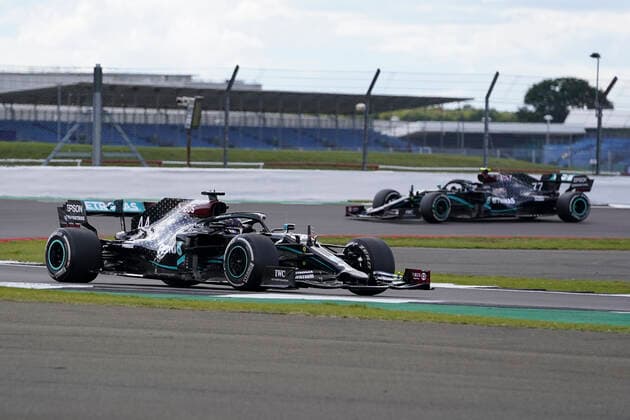 Motorsports: FIA Formula One World Championship, WM, Weltmeisterschaft 2020, Grand Prix of Great Britain Motorsports: FIA Formula One World Championship 2020, Grand Prix of Great Britain, 44 Lewis Hamilton (GBR, Mercedes-AMG Petronas Formula One Team), 77 Valtteri Bottas (FIN, Mercedes-AMG Petronas Formula One Team),