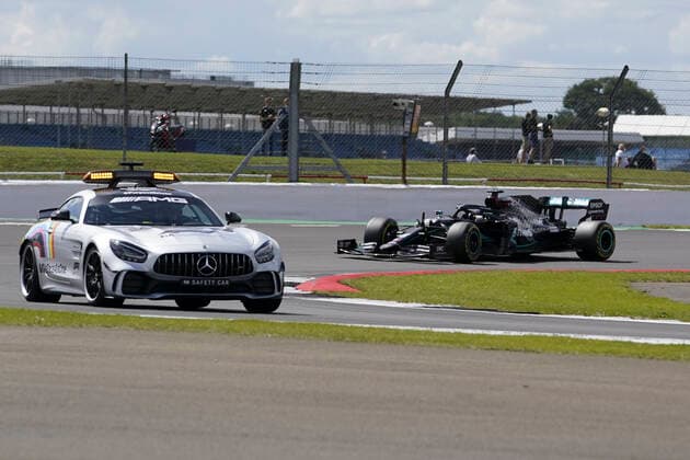 Motorsports: FIA Formula One World Championship, WM, Weltmeisterschaft 2020, Grand Prix of Great Britain Motorsports: FIA Formula One World Championship 2020, Grand Prix of Great Britain, F1 Safety Car, Mercedes-AMG GT R, 44 Lewis Hamilton (GBR, Mercedes-AMG Petronas Formula One Team),