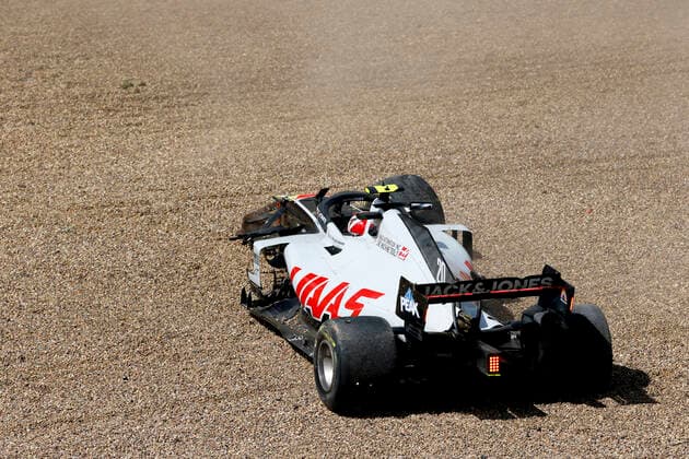 Motorsports: FIA Formula One World Championship, WM, Weltmeisterschaft 2020, Grand Prix of Great Britain, 20 Kevin Magnussen (DEN, Haas F1 Team) after crash Silverstone Great Britain