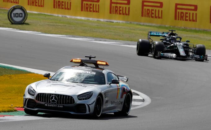 Motorsports: FIA Formula One World Championship, WM, Weltmeisterschaft 2020, Grand Prix of Great Britain Motorsports: FIA Formula One World Championship 2020, Grand Prix of Great Britain, F1 Safety Car, Mercedes-AMG GT R, 44 Lewis Hamilton (GBR, Mercedes-AMG Petronas Formula One Team),