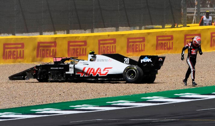 Motorsports: FIA Formula One World Championship, WM, Weltmeisterschaft 2020, Grand Prix of Great Britain Motorsports: FIA Formula One World Championship 2020, Grand Prix of Great Britain, 20 Kevin Magnussen (DEN, Haas F1 Team) after crash