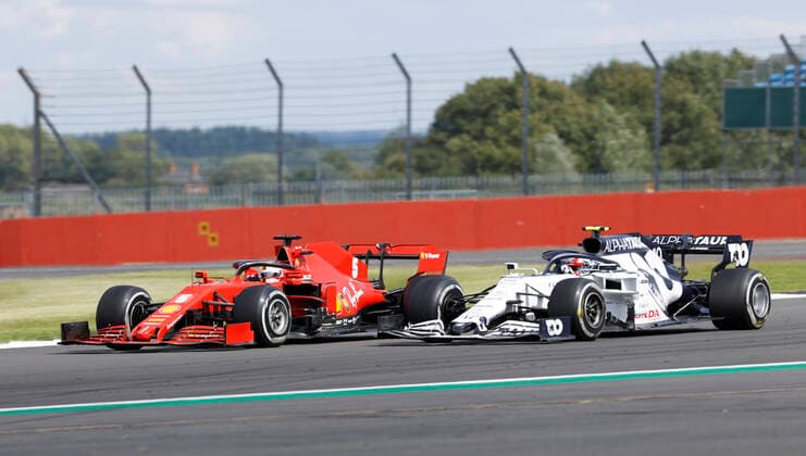 Motorsports: FIA Formula One World Championship, WM, Weltmeisterschaft 2020, Grand Prix of Great Britain Motorsports: FIA Formula One World Championship 2020, Grand Prix of Great Britain, 5 Sebastian Vettel (GER, Scuderia Ferrari Mission Winnow), 10 Pierre Gasly (FRA, Scuderia AlphaTauri Honda),