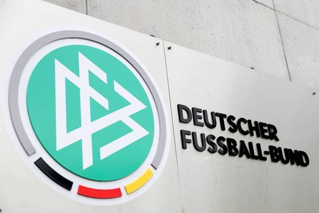 Fußball - DFB - Deutscher Fussball Bund Logo am 01.08.2020 beim DFB in Frankfurt Logo des DFB Deutschen Fussball Bund am Standort in Frankfurt.