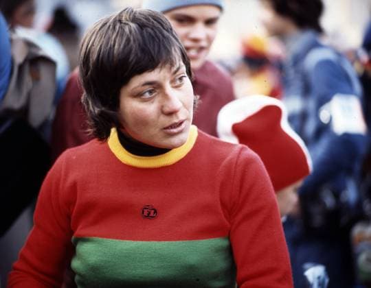 02.02.76 Olympia Innsbruck Österreich, Innsbruck, 02.02.1976, Winter Olympia 1976 in Innsbruck: Rosi Mittermaier (BRD) bei der Abfahrt. *** 02 02 76 Olympia Innsbruck Austria, Innsbruck, 02 02 1976, Winter Olympia 1976 in Innsbruck Rosi Mittermaier BRD at the downhill