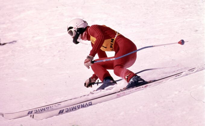 02.02.76 Olympia Innsbruck Österreich, Innsbruck, 02.02.1976, Winter Olympia 1976 in Innsbruck: Rosi Mittermaier (BRD) bei der Abfahrt. *** 02 02 76 Olympia Innsbruck Austria, Innsbruck, 02 02 1976, Winter Olympia 1976 in Innsbruck Rosi Mittermaier BRD at the downhill
