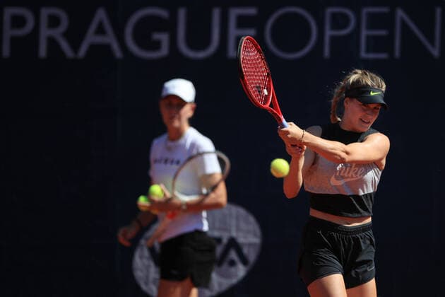 EUGENIE BOUCHARD, tennis player of Canada in action during the training session prior to WTA, Tennis Damen tournament in Prague, Czech Republic, August 6, 2020. (CTKxPhoto PavelxLebeda) CTKPhotoF202008060897301