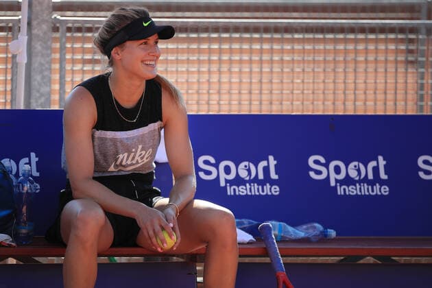 EUGENIE BOUCHARD, tennis player of Canada in action during the training session prior to WTA, Tennis Damen tournament in Prague, Czech Republic, August 6, 2020. (CTKxPhoto PavelxLebeda) CTKPhotoF202008060897501