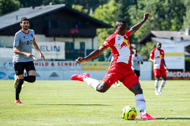 SOCCER - RBS vs Nice, test match ZELL AM SEE,AUSTRIA,08.AUG.20 - SOCCER - tipico Bundesliga, Ligue 1, Red Bull Salzburg vs OGC Nice, test match. Image shows Patson Daka (RBS). GEPAxpictures xJasminxWalter