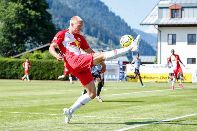 SOCCER - RBS vs Nice, test match ZELL AM SEE,AUSTRIA,08.AUG.20 - SOCCER - tipico Bundesliga, Ligue 1, Red Bull Salzburg vs OGC Nice, test match. Image shows Rasmus Kristensen (RBS). GEPAxpictures xJasminxWalter