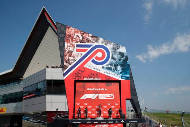 Motorsports: FIA Formula One World Championship, WM, Weltmeisterschaft 2020, Grand Prix of 70th Anniversary Motorsports: FIA Formula One World Championship 2020, Grand Prix of 70th Anniversary, 44 Lewis Hamilton (GBR, Mercedes-AMG Petronas Formula One Team), 33 Max Verstappen (NLD, Aston Martin Red Bull Racing), 77 Valtteri Bottas (FIN, Mercedes-AMG Petronas Formula One Team),