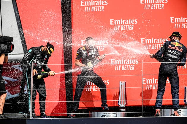 Motorsports: FIA Formula One World Championship, WM, Weltmeisterschaft 2020, Grand Prix of 70th Anniversary Motorsports: FIA Formula One World Championship 2020, Grand Prix of 70th Anniversary, 44 Lewis Hamilton (GBR, Mercedes-AMG Petronas Formula One Team), 33 Max Verstappen (NLD, Aston Martin Red Bull Racing),