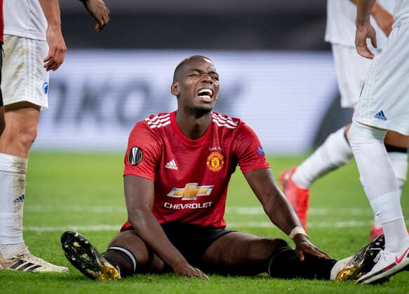 Manchester Uniteds Paul Pogba under Europa League kampen mellem FCK Manchester United, ManU paa RheinEnergieStadion i Koeln mandag den 10 august 2020.. , Koeln Tyskland  Copyright: Ritzau Scanpix LiselottexSabroex COP102 spdk20200810-235936-L