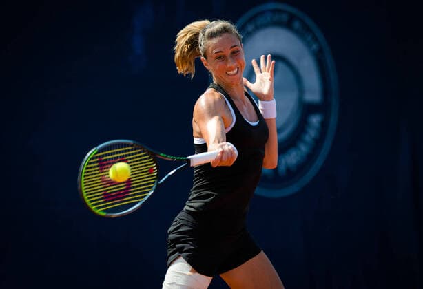 August 11, 2020, Prague, CZECH REPUBLIC: PETRA MARTIC of Croatia in action during the first round against V. Gracheva of Russia at the 2020 Prague Open WTA, Tennis Damen International tennis tournament. Martic won 7:6, 6:3. Prague CZECH REPUBLIC - ZUMAa181 20200811_zaa_a181_029 Copyright: xRobxPrangex