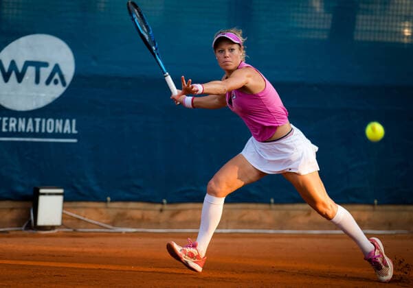 August 11, 2020, Prague, CZECH REPUBLIC: Laura Siegemund of Germany in action during the first round against Mayar Sherif of Egypt at the 2020 Prague Open WTA, Tennis Damen International tennis tournament Prague CZECH REPUBLIC - ZUMAa181 20200811_zaa_a181_154 Copyright: xRobxPrangex