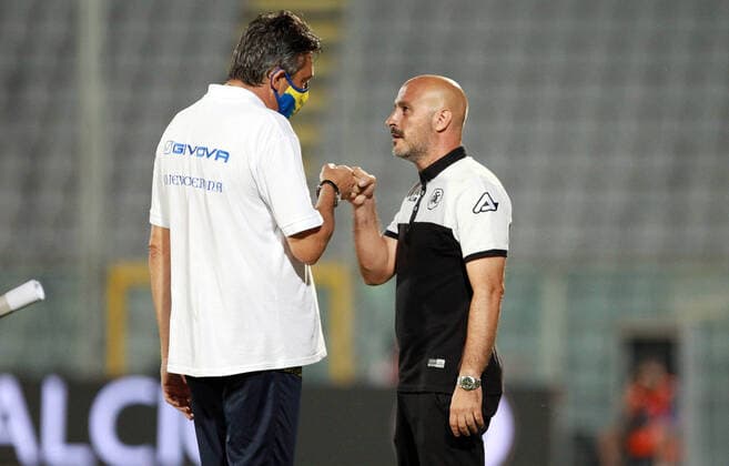 Photo LaPresse - Tano Pecoraro 11 August 2020 City La Spezia - (Italy) Soccer Spezia vs Chievo Italian Football Championship League BKT 2019 2020 - "Alberto Picco " Stadium in the pic: italiano, aglietti  Copyright: xTanoxPecoraro LaPresse LaPresse x