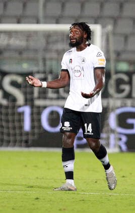 Photo LaPresse - Tano Pecoraro 11 August 2020 City La Spezia - (Italy) Soccer Spezia vs Chievo Italian Football Championship League BKT 2019 2020 - "Alberto Picco" Stadium in the pic: nzola mbala esulta dopo il gol del 3-0  Copyright: xTanoxPecoraro LaPresse LaPresse x