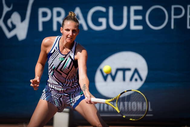 August 12, 2020, Prague, CZECH REPUBLIC: Kristyna Pliskova of the Czech Republic in action during the second round against Petra Martic of Croatia at the 2020 Prague Open WTA, Tennis Damen International tennis tournament Prague CZECH REPUBLIC - ZUMAa181 20200812_zaa_a181_020 Copyright: xRobxPrangex