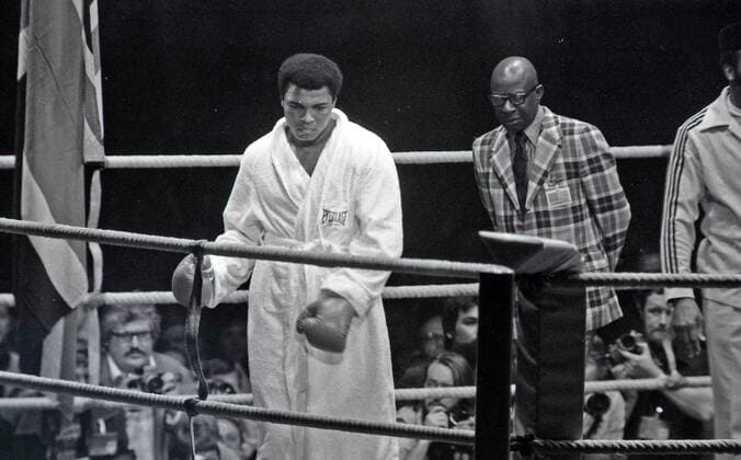 24.05.76 Boxen Cassius Clay Muhammad Ali - Richard Dunn Deutschland, München, 24.05.1976, Boxen, WM Schwergewichtskampf Cassius Clay alias Muhammad Ali (USA) vs. Richard Dunn (GBR): Muhammad Ali. *** 24 05 76 boxing Cassius Clay Muhammad Ali Richard Dunn Germany, Munich, 24 05 1976, boxing, world championship heavyweight fight Cassius Clay alias Muhammad Ali USA vs Richard Dunn GBR Muhammad Ali
