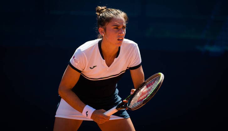 August 13, 2020, Prague, CZECH REPUBLIC: Sara Sorribes Tormo of Spain in action during the second round against Laura Siegemund of Germany at the 2020 Prague Open WTA, Tennis Damen International tennis tournament Prague CZECH REPUBLIC - ZUMAa181 20200813_zaa_a181_080 Copyright: xRobxPrangex