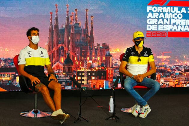 Motorsports: FIA Formula One World Championship, WM, Weltmeisterschaft 2020, Grand Prix of Spain Motorsports: FIA Formula One World Championship 2020, Grand Prix of Spain, 3 Daniel Ricciardo (AUS, Renault DP World F1 Team), 31 Esteban Ocon (FRA, Renault DP World F1 Team),
