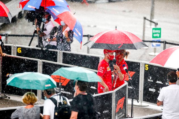 Motorsports: FIA Formula One World Championship, WM, Weltmeisterschaft 2020, Grand Prix of Spain, 5 Sebastian Vettel (GER, Scuderia Ferrari Mission Winnow), Britta Roeske (GER, Scuderia Ferrari Mission Winnow), Barcelona Spain
