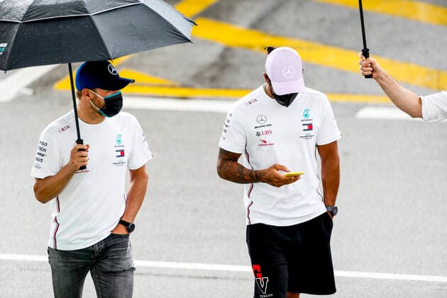 Motorsports: FIA Formula One World Championship, WM, Weltmeisterschaft 2020, Grand Prix of Spain, 77 Valtteri Bottas (FIN, Mercedes-AMG Petronas Formula One Team), 44 Lewis Hamilton (GBR, Mercedes-AMG Petronas Formula One Team), Barcelona Spain