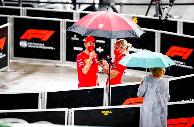 Motorsports: FIA Formula One World Championship, WM, Weltmeisterschaft 2020, Grand Prix of Spain, 5 Sebastian Vettel (GER, Scuderia Ferrari Mission Winnow), Britta Roeske (GER, Scuderia Ferrari Mission Winnow), Barcelona Spain