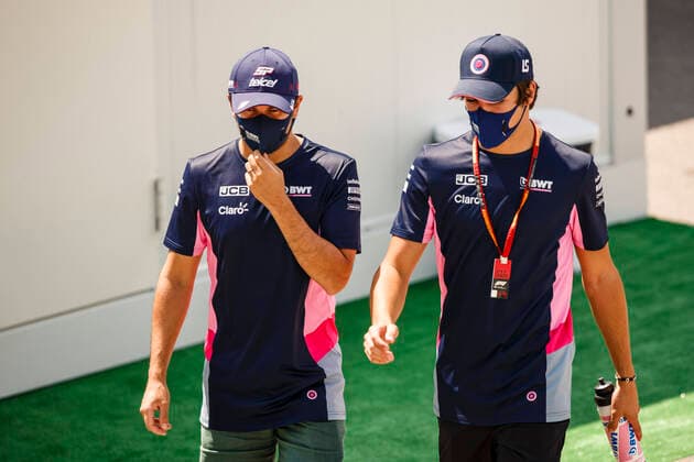 Motorsports: FIA Formula One World Championship, WM, Weltmeisterschaft 2020, Grand Prix of Spain, 11 Sergio Perez (MEX, BWT Racing Point F1 Team), 18 Lance Stroll (CAN, BWT Racing Point F1 Team), Barcelona Spain