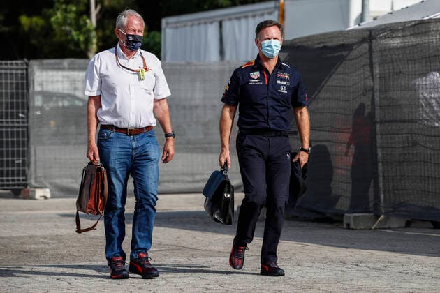 Motorsports: FIA Formula One World Championship, WM, Weltmeisterschaft 2020, Grand Prix of Spain, Dr. Helmut Marko (AUT, Aston Martin Red Bull Racing), Christian Horner (GBR, Aston Martin Red Bull Racing), Barcelona Spain
