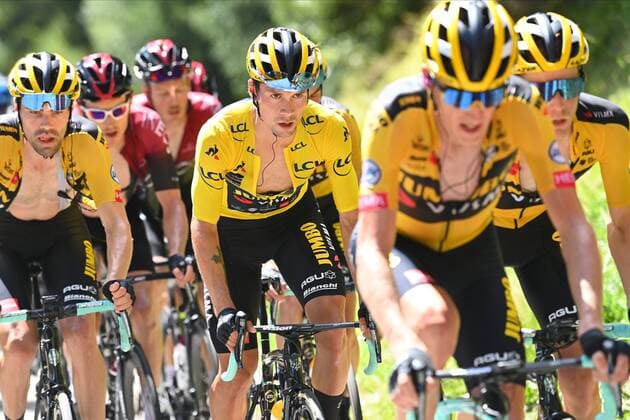 SAINT-MARTIN-DE-BELLEVILLE, FRANCE - AUGUST 14 : ROGLIC Primoz (SLO) of TEAM JUMBO - VISMA during stage 3 of the 72nd edition of the 2020 Criterium du Dauphine Libere cycling race, a stage of 157 kms between Corenc and Saint-Martin-De-Belleville on August 14, 2020 in Saint-Martin-De-Belleville, France, 14 08 2020 CYCLISME : 72eme edition du Criterium du Dauphine Libere - Etape 3 - Corenc a Saint-Martin-De-Belleville - 14 08 2020 PhotoNews Panoramic 