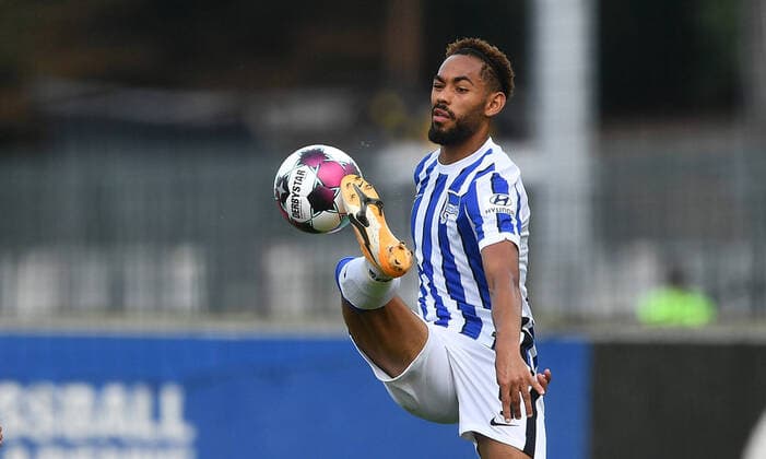 Sport Themen der Woche KW33 Sport Bilder des Tages Matheus Cunha (Hertha BSC) am Ball Hertha BSC Berlin - Viktoria Köln Saison 2020 2021, Freundschaftsspiel, Vorbereitungsspiel, Testspiel, Fußball, Fussball, soccer, Herren, Deutschland, Germany Berlin, 14.8.2020