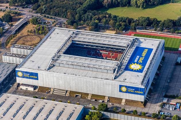 Luftbild, MERKUR SPIEL-ARENA Fußballstadion, Düsseldorf, Rheinland, Nordrhein-Westfalen, Deutschland !ACHTUNGxMINDESTHONORARx60xEURO!