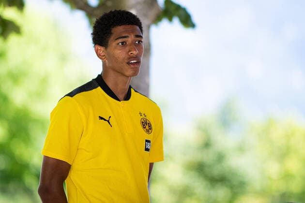 Fußball: Saison 2020 2021, Trainingslager von Borussia Dortmund am 15.08.2020 in Bad Ragaz (Schweiz). Jude Bellingham spricht während der Medienrunde zu den Journalisten. Copyright: xNoahxWedelx