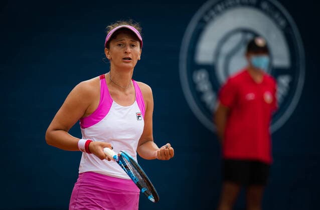 August 15, 2020, Prague, CZECH REPUBLIC: Irina-Camelia Begu of Romania celebrates after winning her quarter-final match at the 2020 Prague Open WTA, Tennis Damen International tennis tournament against Sara Sorribes Tormo of Spain Prague CZECH REPUBLIC - ZUMAa181 20200815_zaa_a181_027 Copyright: xRobxPrangex