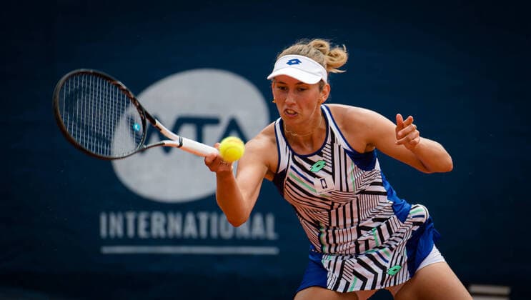 August 15, 2020, Prague, CZECH REPUBLIC: Elise Mertens of Belgium in action during her semi-final match at the 2020 Prague Open WTA, Tennis Damen International tennis tournament against Kristyna Pliskova of the Czech Republic Prague CZECH REPUBLIC - ZUMAa181 20200815_zaa_a181_036 Copyright: xRobxPrangex
