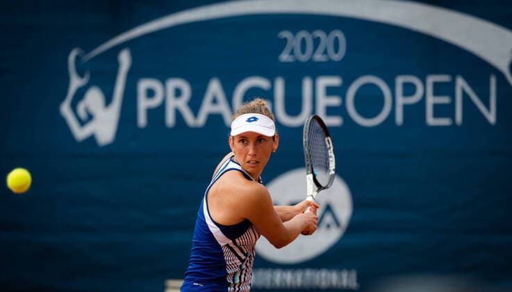 August 15, 2020, Prague, CZECH REPUBLIC: Elise Mertens of Belgium in action during her semi-final match at the 2020 Prague Open WTA, Tennis Damen International tennis tournament against Kristyna Pliskova of the Czech Republic Prague CZECH REPUBLIC - ZUMAa181 20200815_zaa_a181_044 Copyright: xRobxPrangex