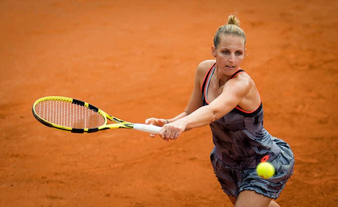 August 15, 2020, Prague, CZECH REPUBLIC: Kristyna Pliskova of the Czech Republic in action during her semi-final match at the 2020 Prague Open WTA, Tennis Damen International tennis tournament against Elise Mertens of Belgium Prague CZECH REPUBLIC - ZUMAa181 20200815_zaa_a181_058 Copyright: xRobxPrangex