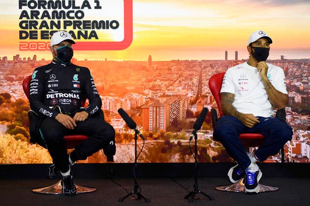 Motorsports: FIA Formula One World Championship, WM, Weltmeisterschaft 2020, Grand Prix of Spain Motorsports: FIA Formula One World Championship 2020, Grand Prix of Spain, 77 Valtteri Bottas (FIN, Mercedes-AMG Petronas Formula One Team), 44 Lewis Hamilton (GBR, Mercedes-AMG Petronas Formula One Team),