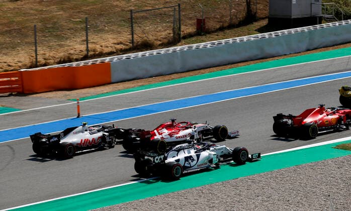 Motorsports: FIA Formula One World Championship, WM, Weltmeisterschaft 2020, Grand Prix of Spain, 26 Daniil Kvyat (RUS, Scuderia AlphaTauri Honda), 7 Kimi Raikkonen (FIN, Alfa Romeo Racing ORLEN), 20 Kevin Magnussen (DEN, Haas F1 Team), Barcelona Spain