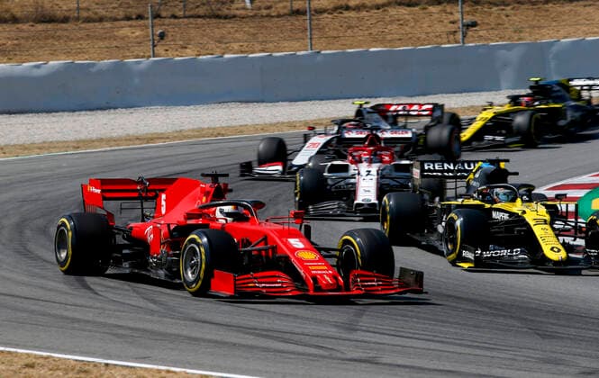 Motorsports: FIA Formula One World Championship, WM, Weltmeisterschaft 2020, Grand Prix of Spain, 5 Sebastian Vettel (GER, Scuderia Ferrari Mission Winnow), 3 Daniel Ricciardo (AUS, Renault DP World F1 Team), Barcelona Spain