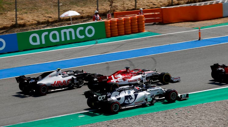 Motorsports: FIA Formula One World Championship, WM, Weltmeisterschaft 2020, Grand Prix of Spain, 26 Daniil Kvyat (RUS, Scuderia AlphaTauri Honda), 7 Kimi Raikkonen (FIN, Alfa Romeo Racing ORLEN), 20 Kevin Magnussen (DEN, Haas F1 Team), Barcelona Spain