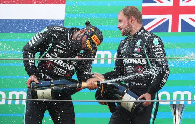 Motorsports: FIA Formula One World Championship, WM, Weltmeisterschaft 2020, Grand Prix of Spain Motorsports: FIA Formula One World Championship 2020, Grand Prix of Spain, 44 Lewis Hamilton (GBR, Mercedes-AMG Petronas Formula One Team), 77 Valtteri Bottas (FIN, Mercedes-AMG Petronas Formula One Team),