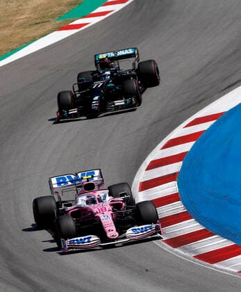 Motorsports: FIA Formula One World Championship, WM, Weltmeisterschaft 2020, Grand Prix of Spain, 18 Lance Stroll (CAN, BWT Racing Point F1 Team), 77 Valtteri Bottas (FIN, Mercedes-AMG Petronas Formula One Team), Barcelona Spain